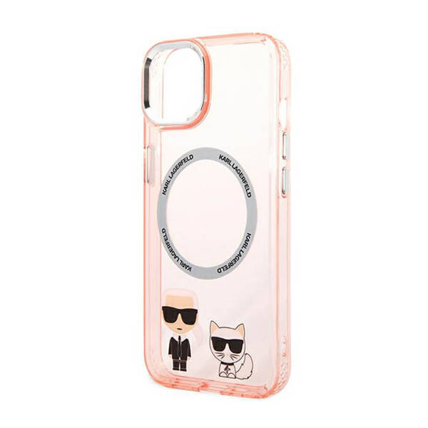 Karl Lagerfeld Hard Case Karl & Choupette Aluminium MagSafe | Etui do iPhone 14 Plus - PINK