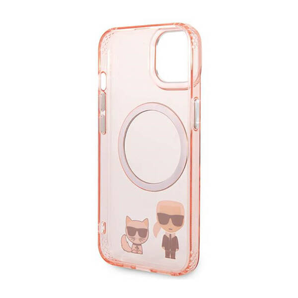 Karl Lagerfeld Hard Case Karl & Choupette Aluminium MagSafe | Etui do iPhone 14 Plus - PINK