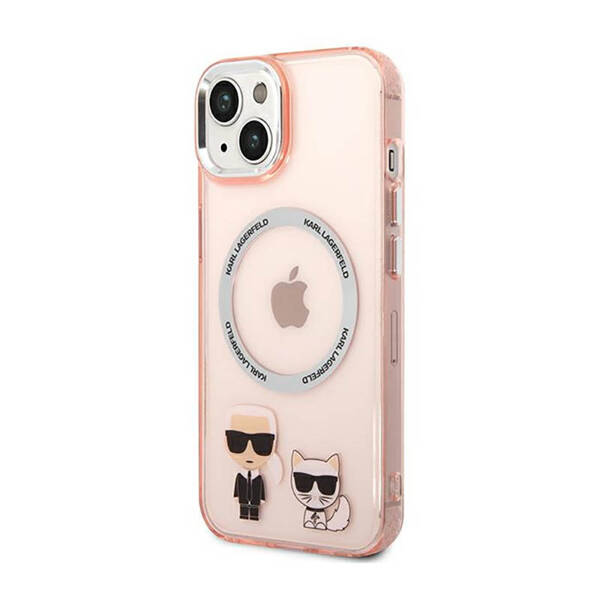 Karl Lagerfeld Hard Case Karl & Choupette Aluminium MagSafe | Etui do iPhone 14 Plus - PINK