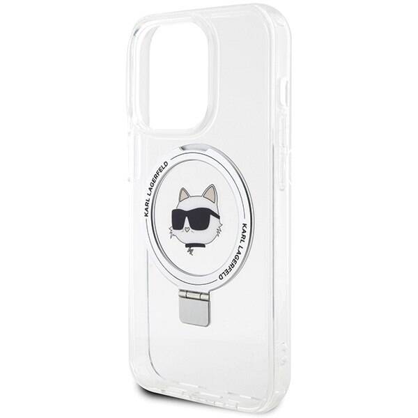 Karl Lagerfeld Hard Case Ring Stand Choupette Head MagSafe | Etui do iPhone 15 Pro - WHITE