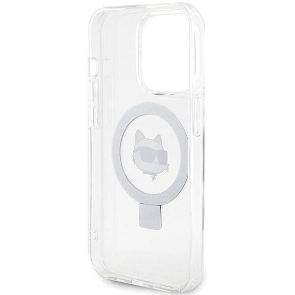 Karl Lagerfeld Hard Case Ring Stand Choupette Head MagSafe | Etui do iPhone 15 Pro - WHITE