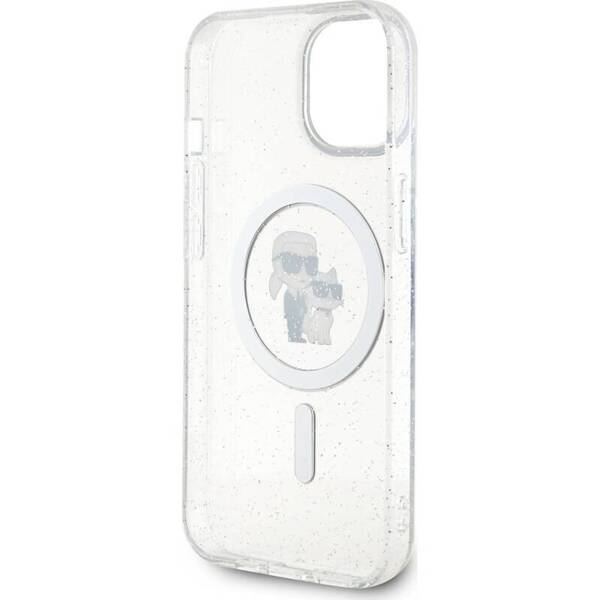 Karl Lagerfeld HardCase Karl&Choupette Glitter MagSafe | Etui do iPhone 15 Plus - TRANSPARENT