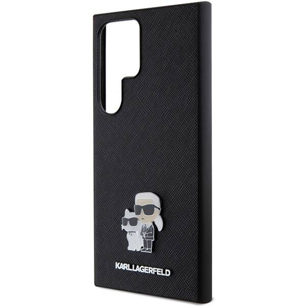 Karl Lagerfeld HardCase Saffiano Karl&Choupette Metal Pin | Etui do Galaxy S24 Ultra - BLACK