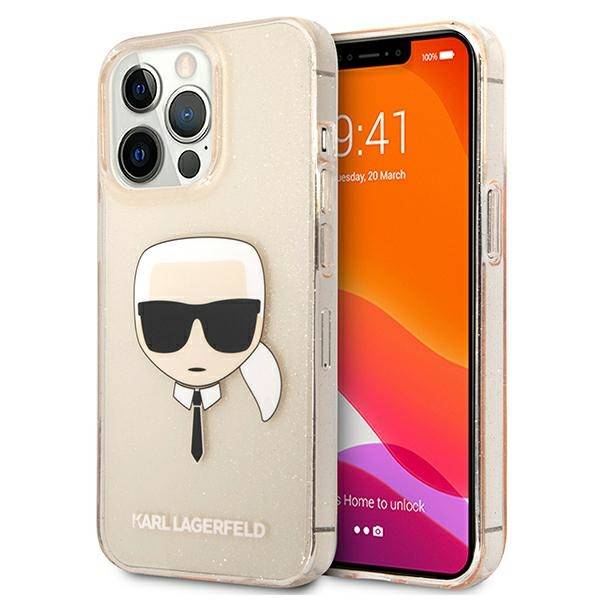 Karl Lagerfeld Head Glitter | Etui do iPhone 13 Pro - GOLD