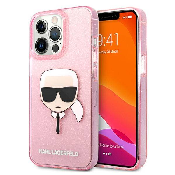 Karl Lagerfeld Head Glitter | Etui do iPhone 13 Pro Max - PINK