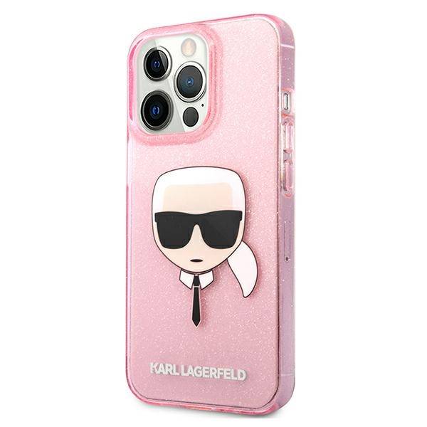 Karl Lagerfeld Head Glitter | Etui do iPhone 13 Pro Max - PINK