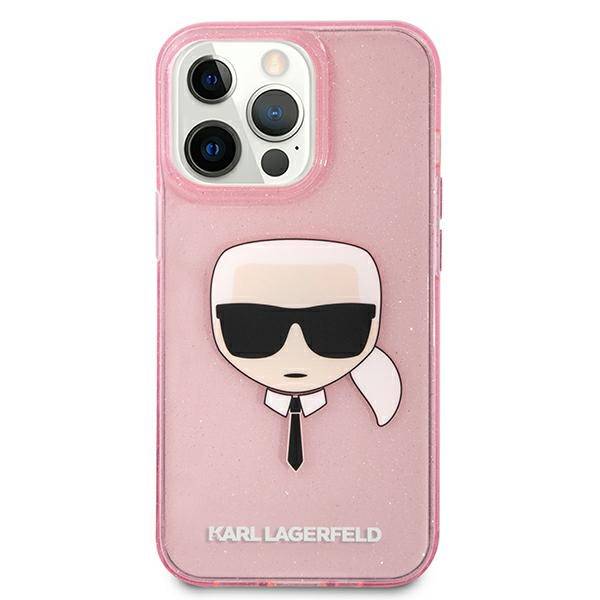 Karl Lagerfeld Head Glitter | Etui do iPhone 13 Pro Max - PINK