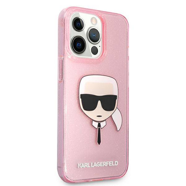 Karl Lagerfeld Head Glitter | Etui do iPhone 13 Pro Max - PINK