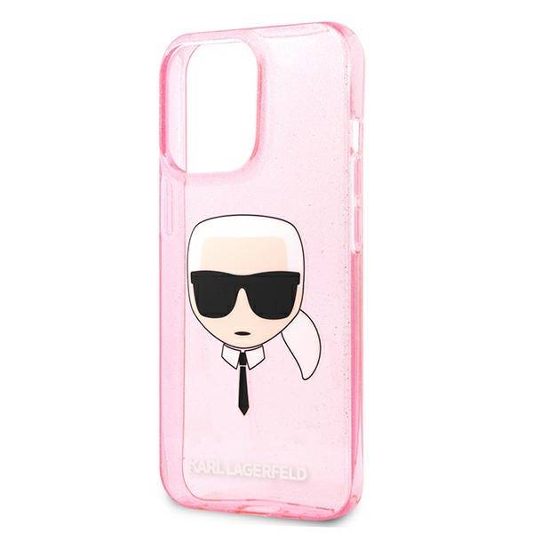 Karl Lagerfeld Head Glitter | Etui do iPhone 13 Pro Max - PINK