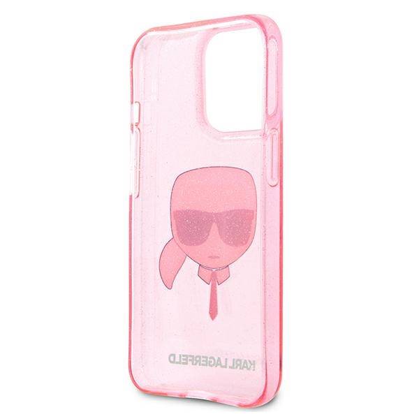 Karl Lagerfeld Head Glitter | Etui do iPhone 13 Pro Max - PINK