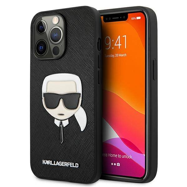 Karl Lagerfeld Head Saffiano | Etui do iPhone 13 Pro - BLACK