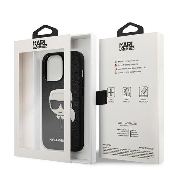 Karl Lagerfeld Head Saffiano | Etui do iPhone 13 Pro - BLACK