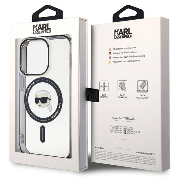 Karl Lagerfeld IML Karl's MagSafe | Etui do iPhone 15 Pro - TRANSPARENT