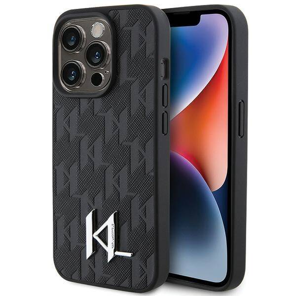 Karl Lagerfeld Leather Monogram Hot | Etui do iPhone 15 Pro Max - BLACK