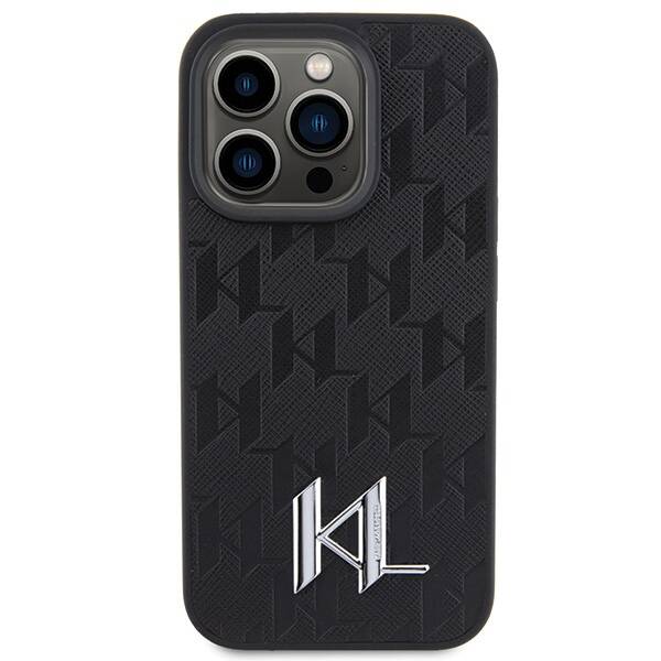 Karl Lagerfeld Leather Monogram Hot | Etui do iPhone 15 Pro Max - BLACK