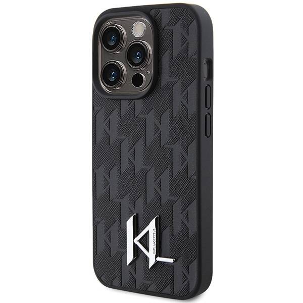 Karl Lagerfeld Leather Monogram Hot | Etui do iPhone 15 Pro Max - BLACK