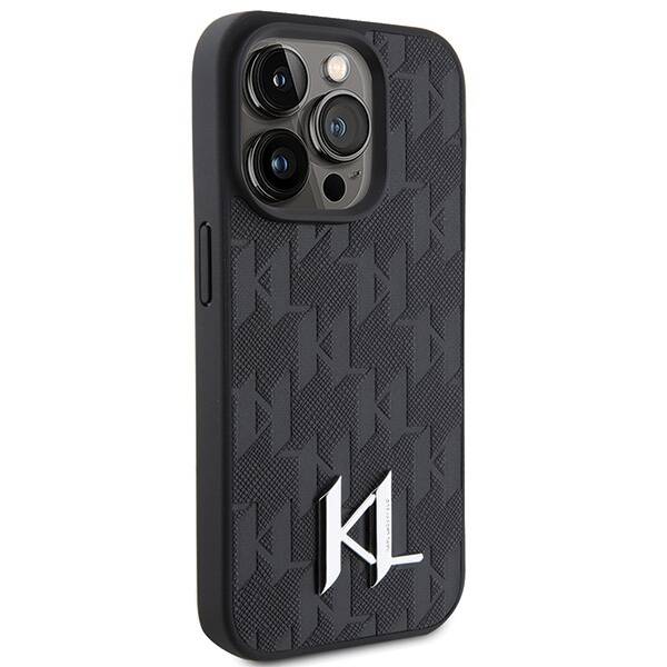 Karl Lagerfeld Leather Monogram Hot | Etui do iPhone 15 Pro Max - BLACK