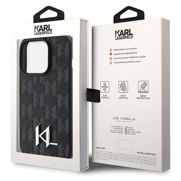 Karl Lagerfeld Leather Monogram Hot | Etui do iPhone 15 Pro Max - BLACK