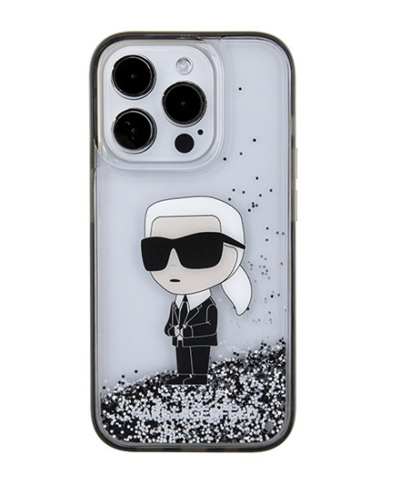 Karl Lagerfeld Liquid Glitter Ikonik  | Etui do iPhone 15 Pro Max - TRANSPARENT