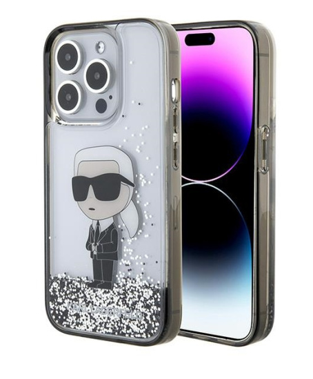 Karl Lagerfeld Liquid Glitter Ikonik  | Etui do iPhone 15 Pro Max - TRANSPARENT