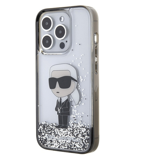 Karl Lagerfeld Liquid Glitter Ikonik  | Etui do iPhone 15 Pro Max - TRANSPARENT