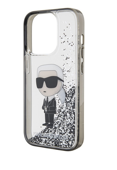 Karl Lagerfeld Liquid Glitter Ikonik  | Etui do iPhone 15 Pro Max - TRANSPARENT