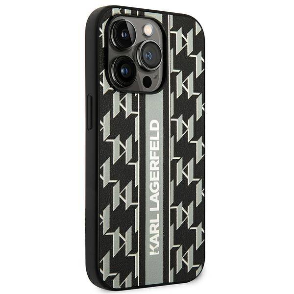 Karl Lagerfeld Monogram Stripe | Etui do iPhone 14 Pro - GREY