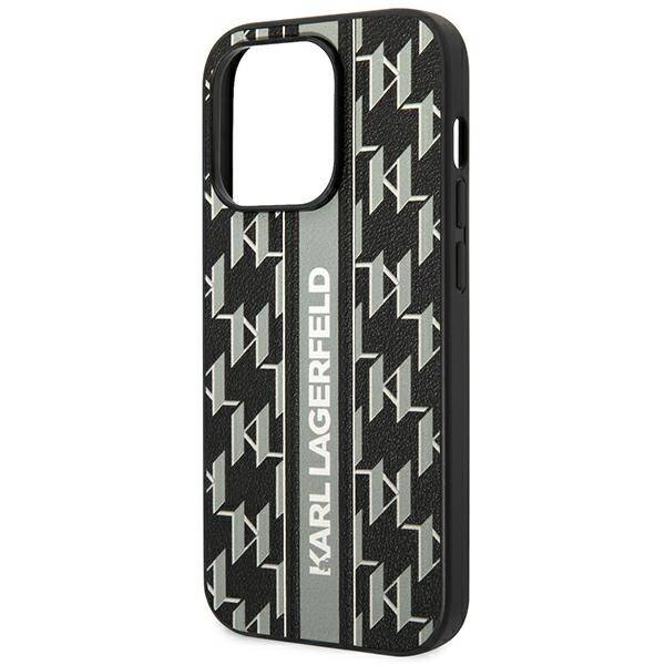 Karl Lagerfeld Monogram Stripe | Etui do iPhone 14 Pro - GREY