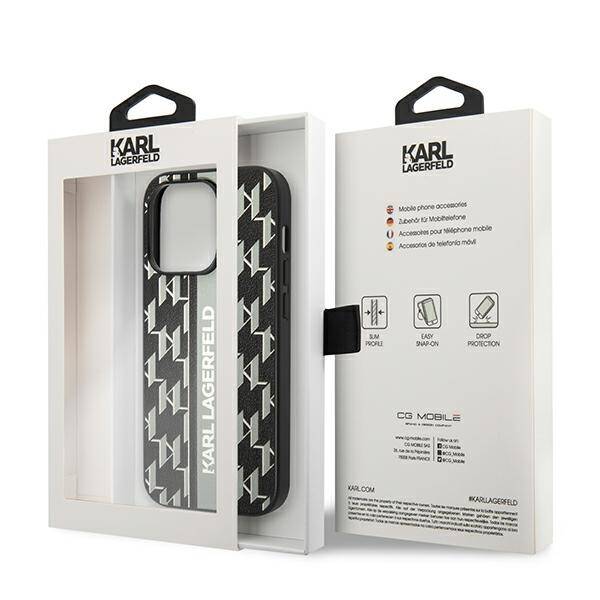 Karl Lagerfeld Monogram Stripe | Etui do iPhone 14 Pro - GREY