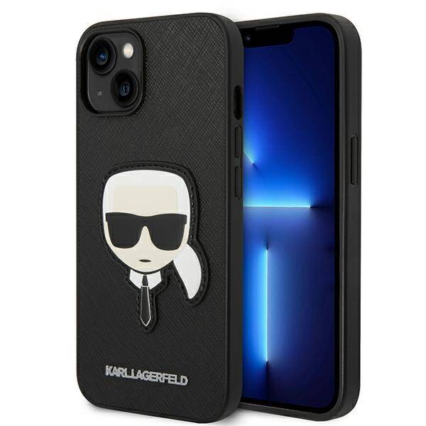 Karl Lagerfeld Saffiano Head Patch | Etui do iPhone 14 Plus - BLACK