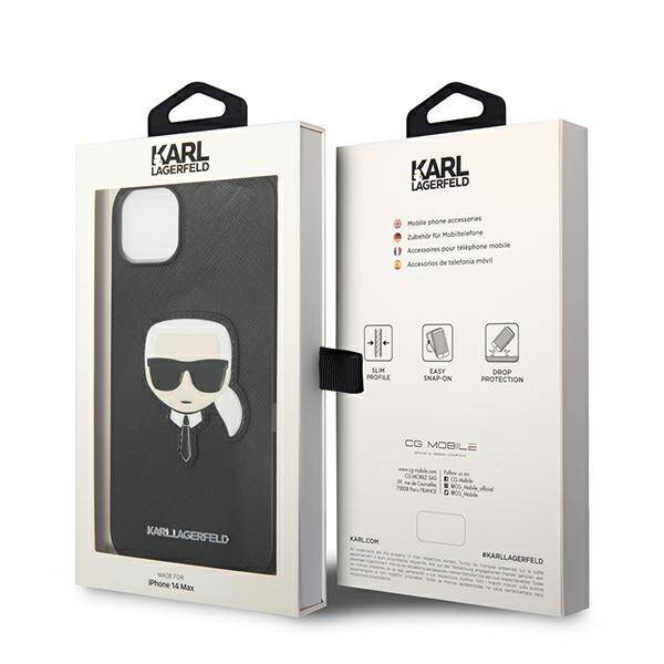 Karl Lagerfeld Saffiano Head Patch | Etui do iPhone 14 Plus - BLACK