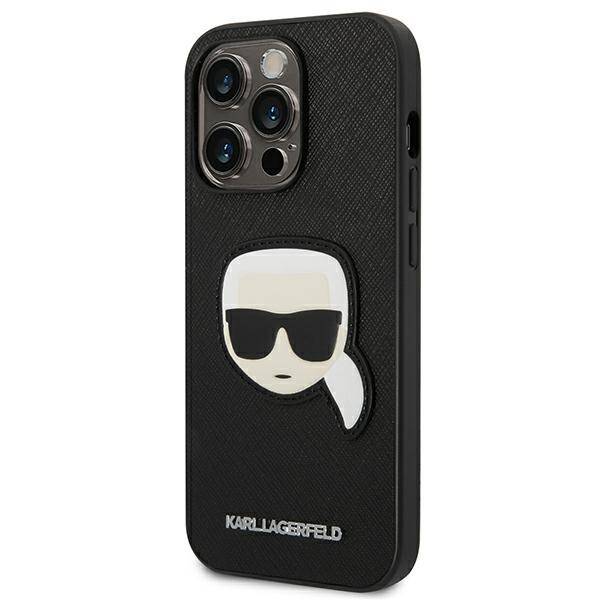 Karl Lagerfeld Saffiano Head Patch | Etui do iPhone 14 Pro - BLACK