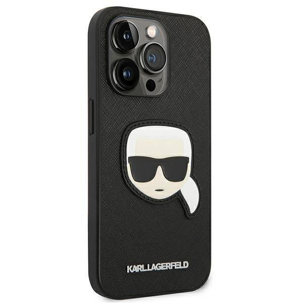 Karl Lagerfeld Saffiano Head Patch | Etui do iPhone 14 Pro - BLACK