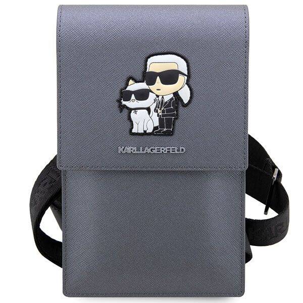 Karl Lagerfeld Saffiano Karl&Choupette | Torebka na Telefon -  SILVER