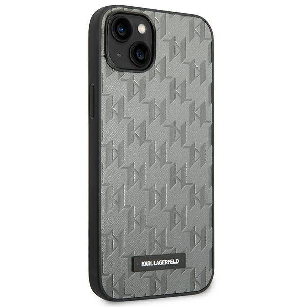 Karl Lagerfeld Saffiano Mono Metal Logo | Etui do iPhone 14 - GREY