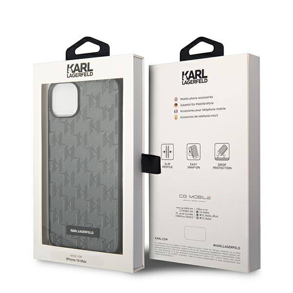 Karl Lagerfeld Saffiano Mono Metal Logo | Etui do iPhone 14 - GREY