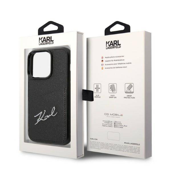 Karl Lagerfeld Signature Logo Cardslot | Etui do iPhone 14 Pro - BLACK