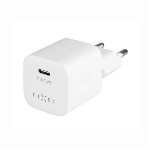 ŁADOWARKA SIECIOWA FIXED 1XUSB-C + KABEL USB-C/USB-C PD 1 METR 30W BIAŁA