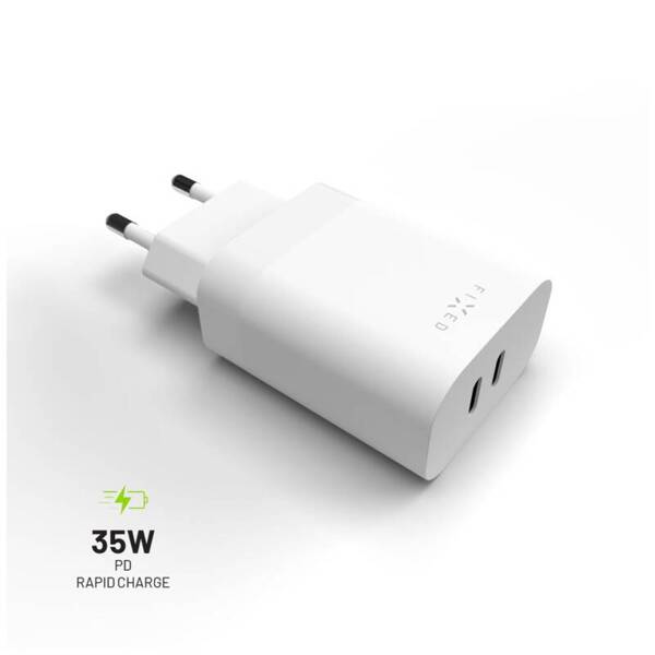 ŁADOWARKA SIECIOWA FIXED 2XUSB-C PD 35W BIAŁA