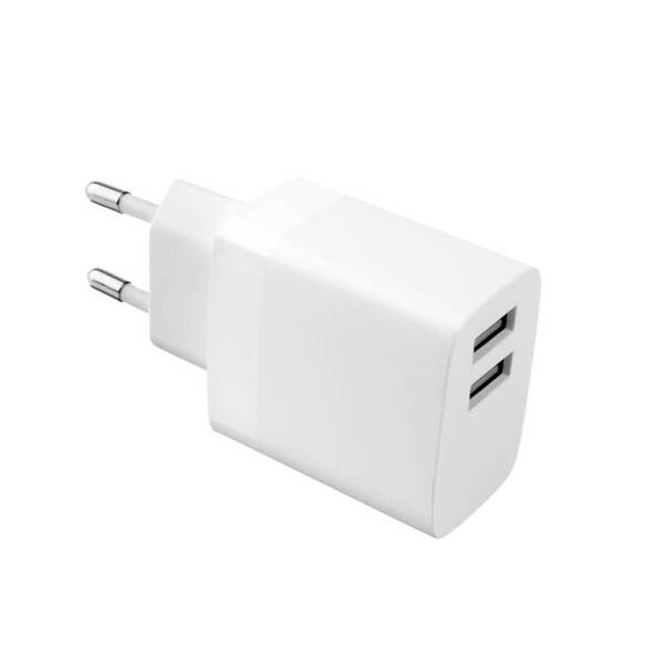 ŁADOWARKA SIECIOWA FIXED 2XUSB + KABEL USB-A/LIGHTNING 1 METR MFI 17W BIAŁY