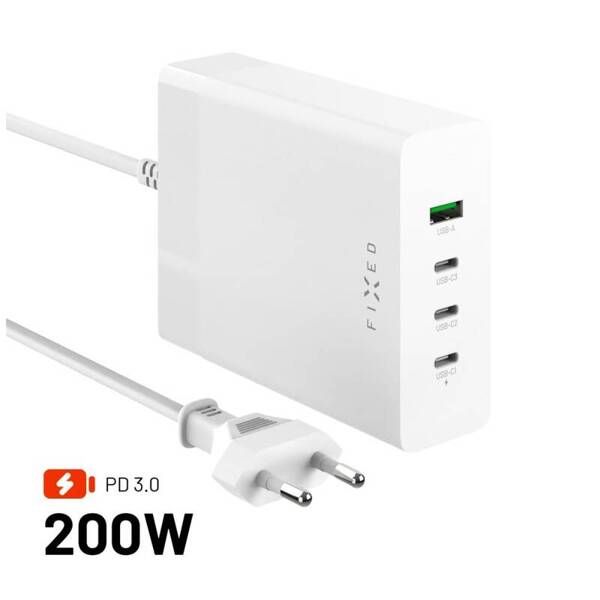 ŁADOWARKA SIECIOWA FIXED CHARGING 3XUSB-C + 1XUSB-A PD 3.0 200 W BIAŁA