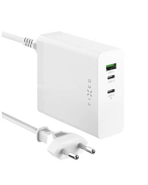 ŁADOWARKA SIECIOWA FIXED GAN 2XUSB-C + 1XUSB-A PD 3.1 140 W BIAŁA