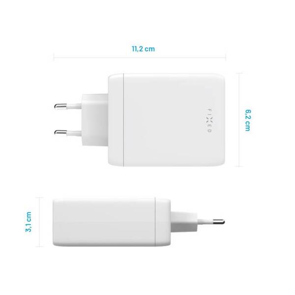 ŁADOWARKA SIECIOWA FIXED GAN 3XUSB-C USB-A PD 3.0 100 W BIAŁA