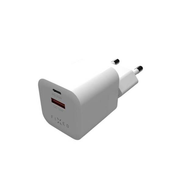 ŁADOWARKA SIECIOWA FIXED MINI 1XUSB-C + 1XUSB-A PD QC 3.0 20W BIAŁA