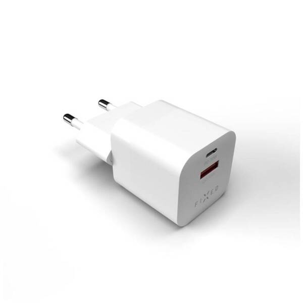 ŁADOWARKA SIECIOWA FIXED MINI 1XUSB-C + 1XUSB-A PD QC 3.0 20W BIAŁA