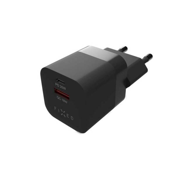 ŁADOWARKA SIECIOWA FIXED MINI 1XUSB-C + 1XUSB PD QC3.0 20W CZARNA