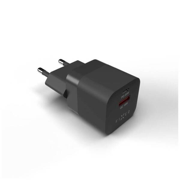 ŁADOWARKA SIECIOWA FIXED MINI 1XUSB-C + 1XUSB PD QC3.0 20W CZARNA