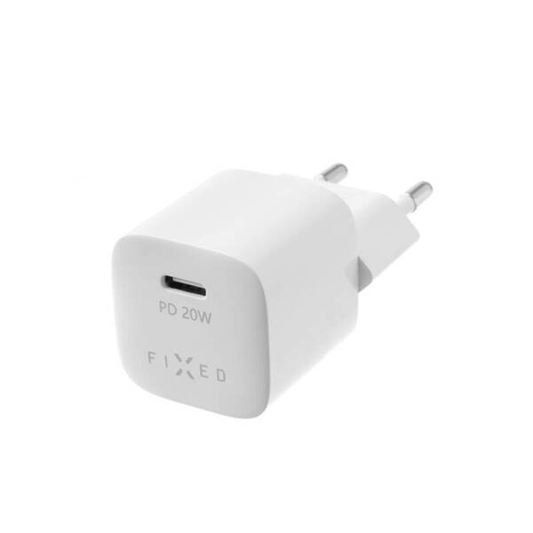 ŁADOWARKA SIECIOWA FIXED MINI 1XUSB-C + KABEL USB-C/USB-C PD 1M 20W BIAŁA