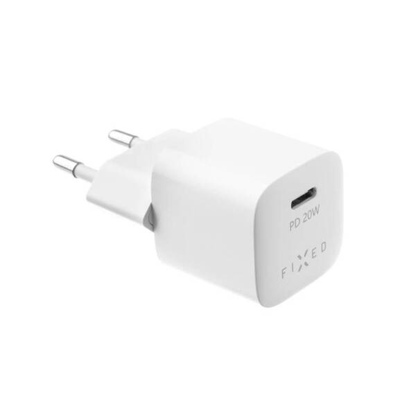 ŁADOWARKA SIECIOWA FIXED MINI 1XUSB-C + KABEL USB-C/USB-C PD 1M 20W BIAŁA