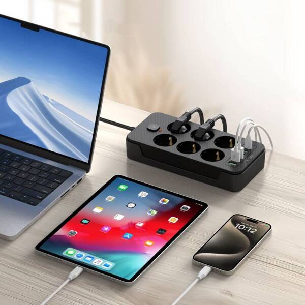 LISTWA ZASILAJĄCA TECH-PROTECT PC6X6 3 USB 3 USB-C & 6 GNIAZD 200CM